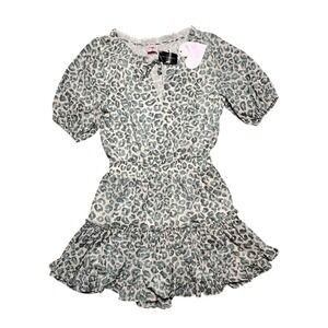 NWT South Moon Under Buddy Love Dress Sz L Blue Leopard Print Coquette Soft Girl